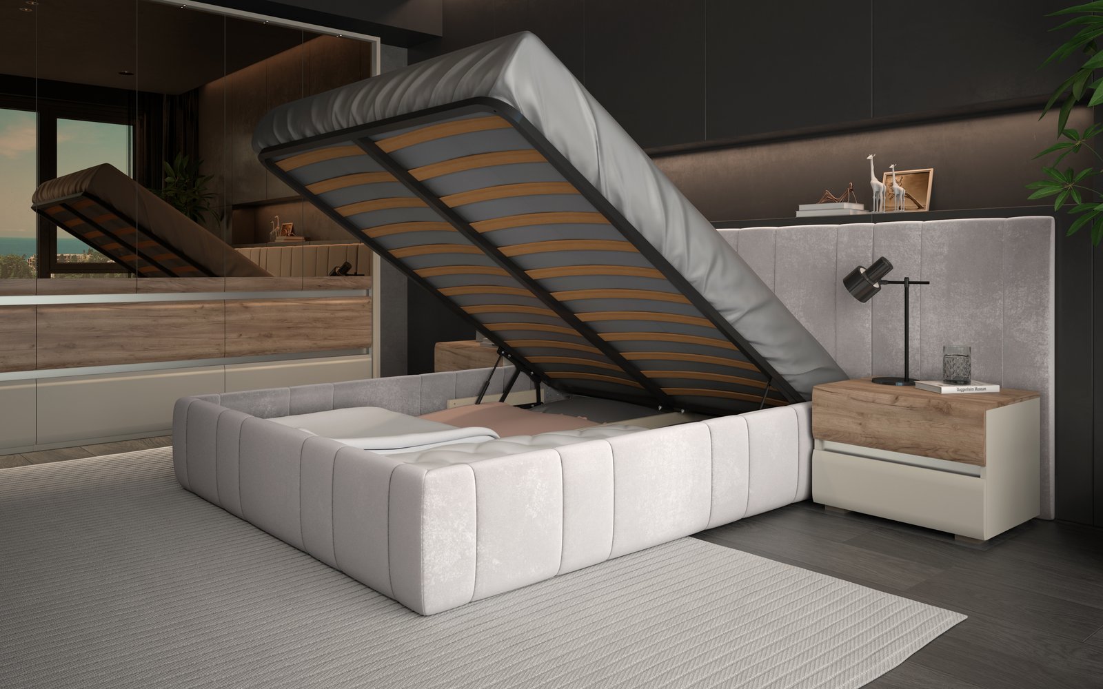 Dvižna postelja Invictus s prostorom za posteljnino