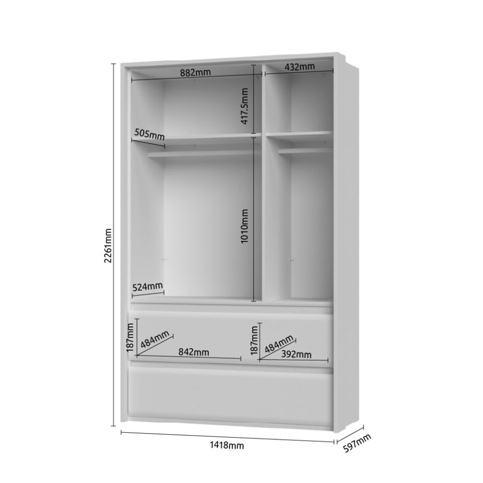 Garderobna omara Invictus P32/IC (skica z merami)