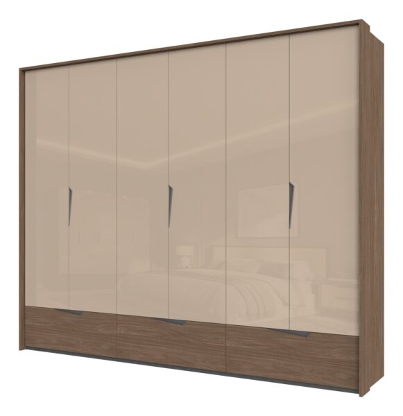 Garderobni ormar Kalla Left P63A/LF, 6 krila i 3 ladice, širina 277 cm