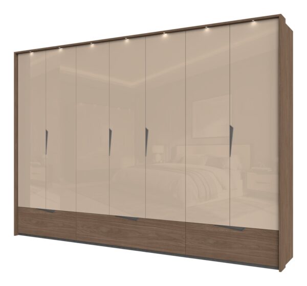 Garderobni ormar Kalla Left P73B/LF, 7 krila i 3 ladice, širina 322 cm
