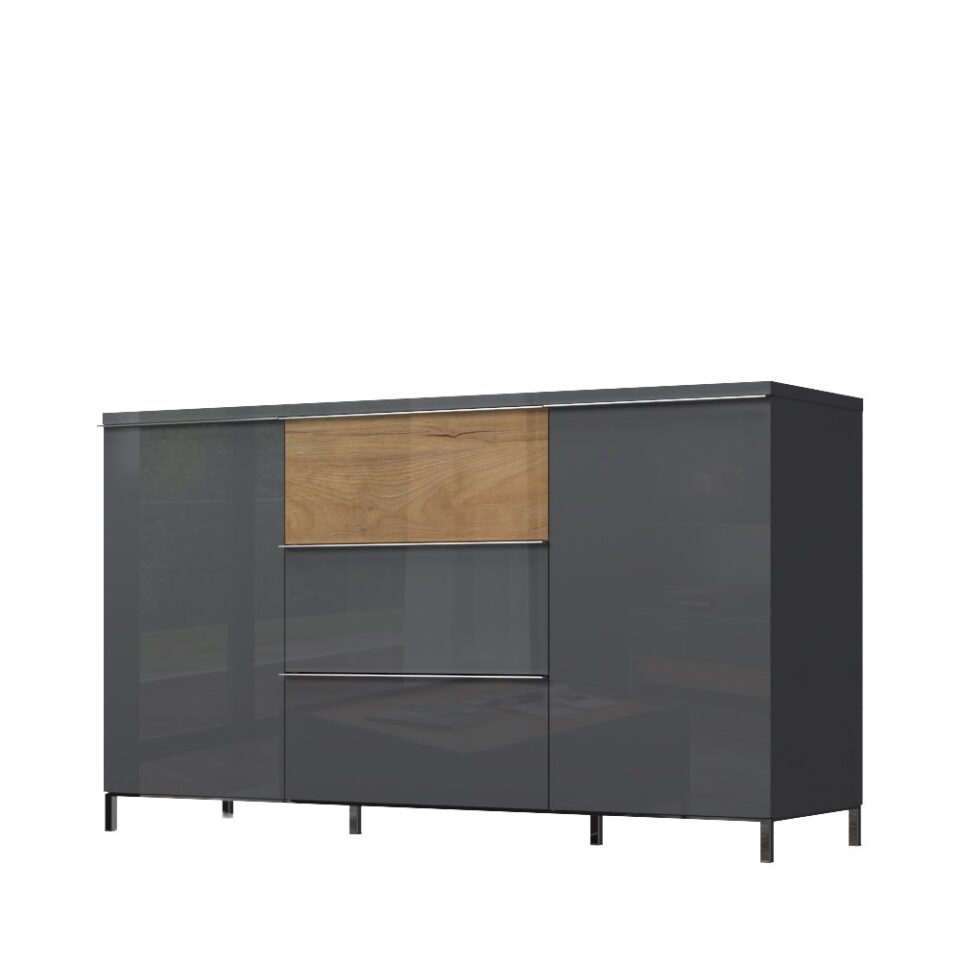 Komoda Onyx K23/ON, antracit HG lak, pacifik oreh