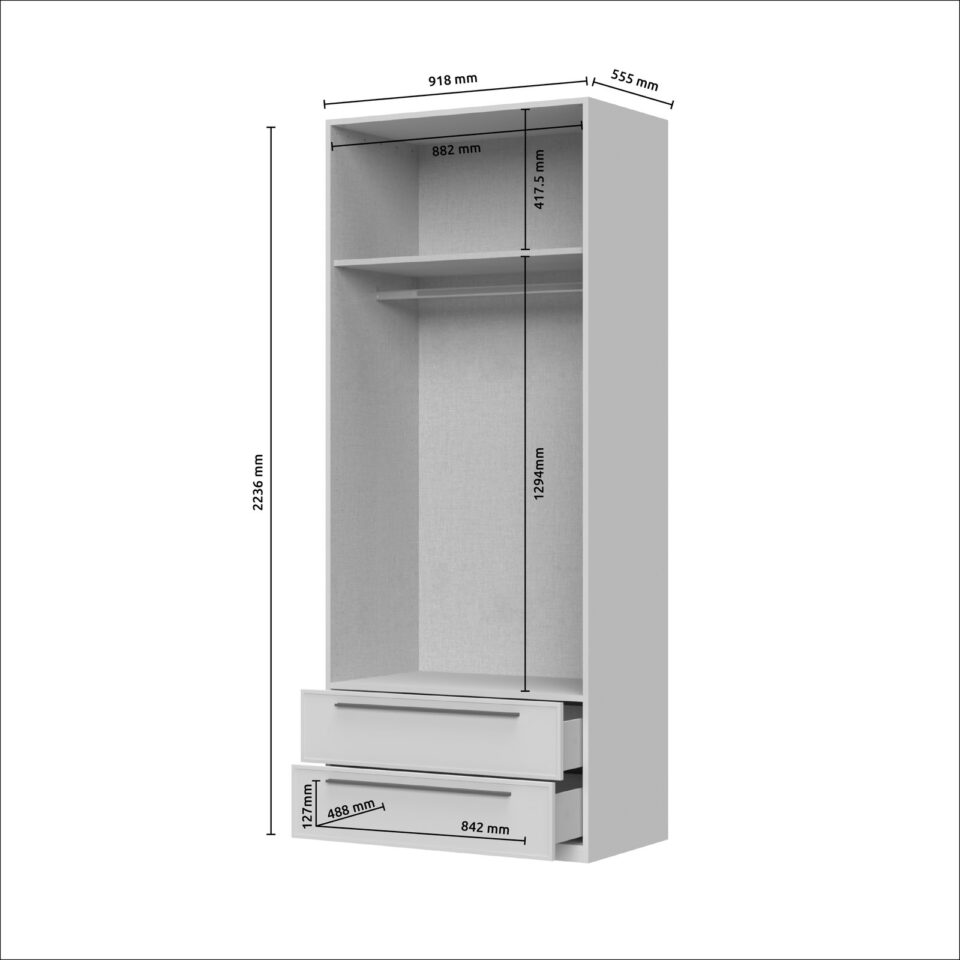 Garderobna omara Opera P22/OP (skica z merami)