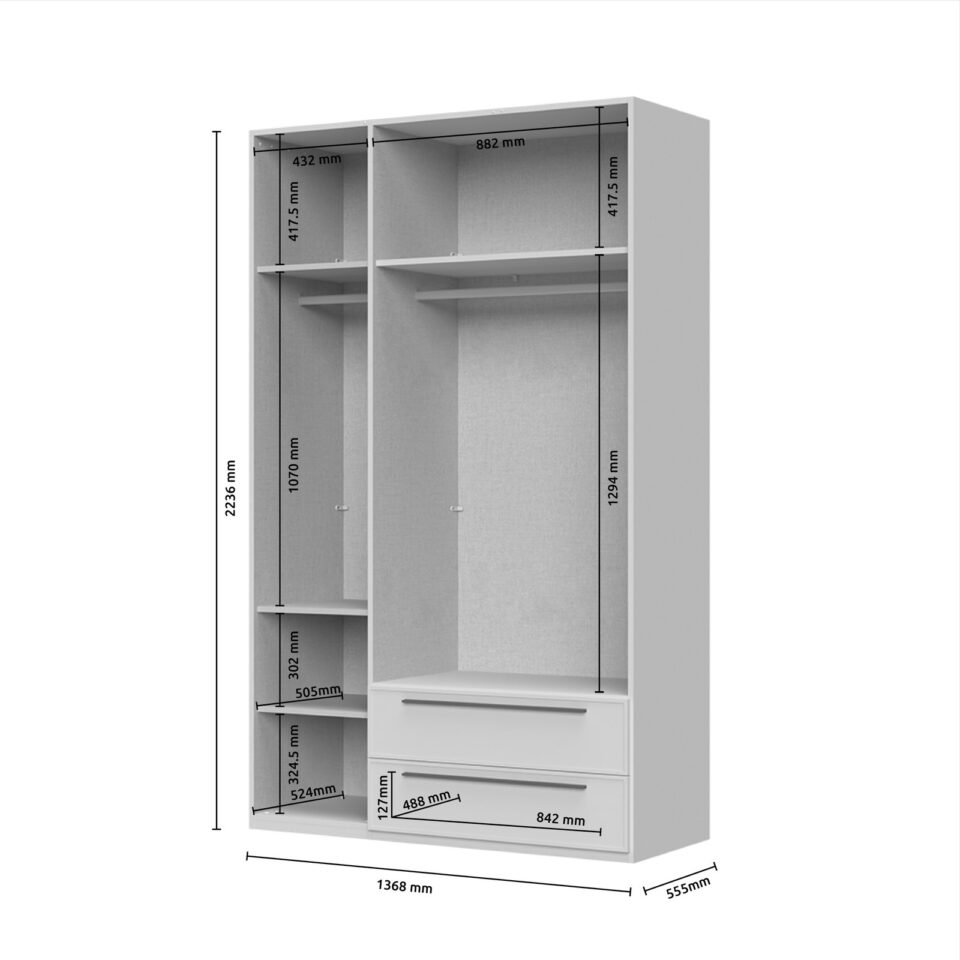 Garderobna omara Opera P32/OP (skica z merami)