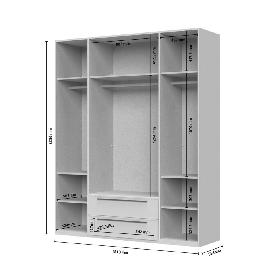 Garderobna omara Opera P42/OP (skica z merami)