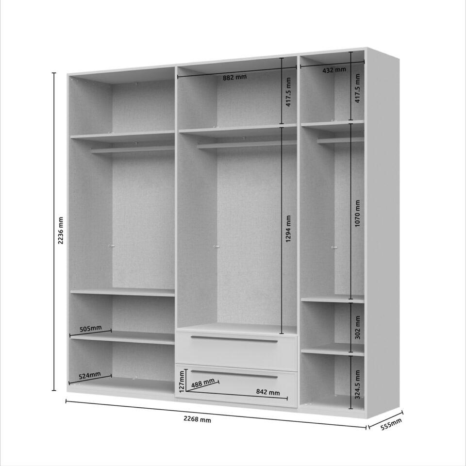 Garderobna omara Opera P52/OP (skica z merami)