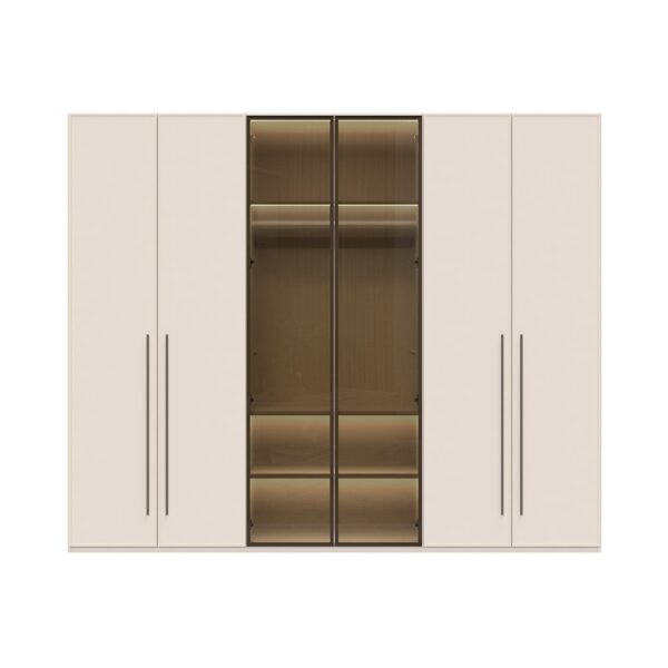 Garderobni ormar Kalla Opera P6-2AL/OP, 6 krila (2 staklena), širina 272 cm