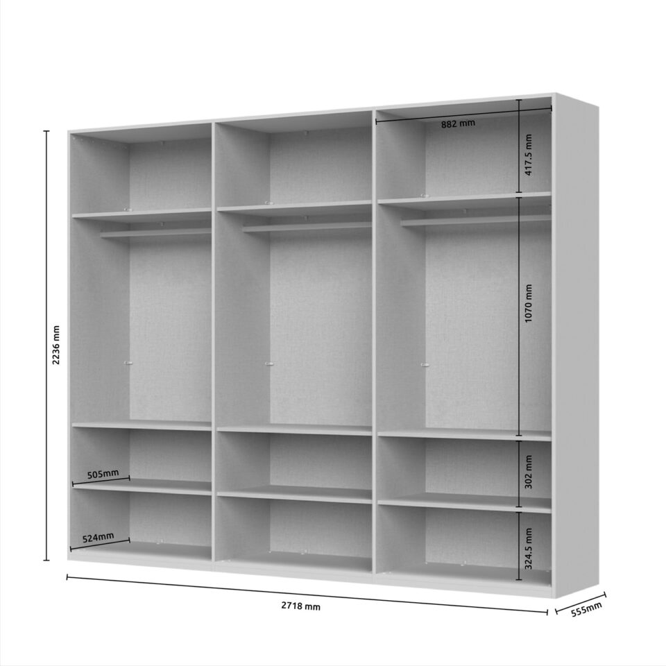 Garderobna omara Opera P6/OP (skica z merami)