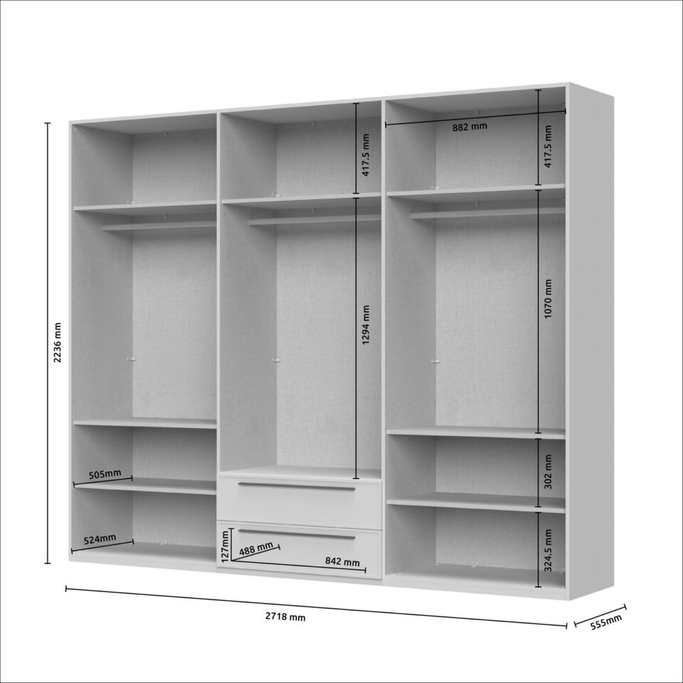 Garderobna omara Opera P62/OP (skica z merami)