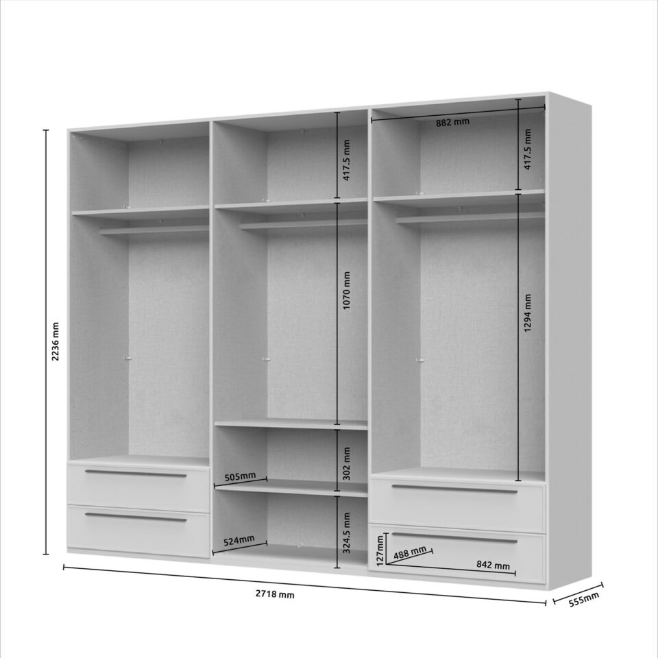 Garderobna omara Opera P64-2/OP (skica z merami)