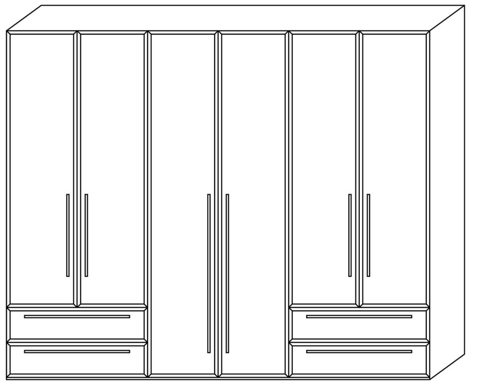 Garderobna omara Opera P64-2/OP (skica z merami)
