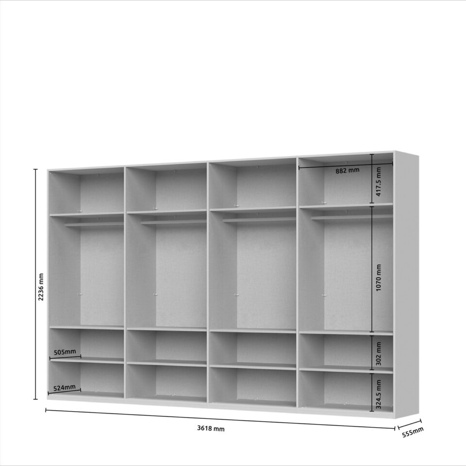 Garderobna omara Opera P8/OP (skica z merami)