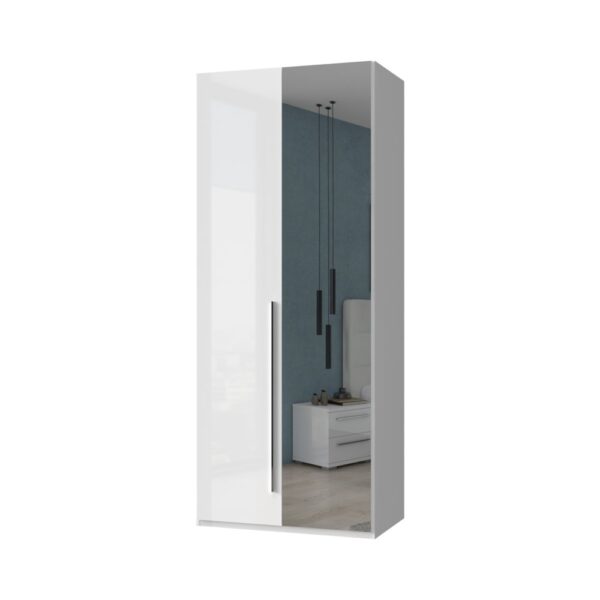 Garderobni ormar Kalla Piano P2-1OG/PN, 2 krila (1 s ogledalom), širina 92 cm