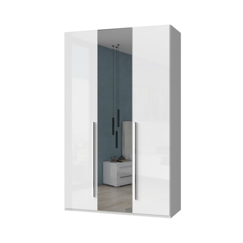 Garderobna omara z ogledalom Piano P3-1OG/PN, bela