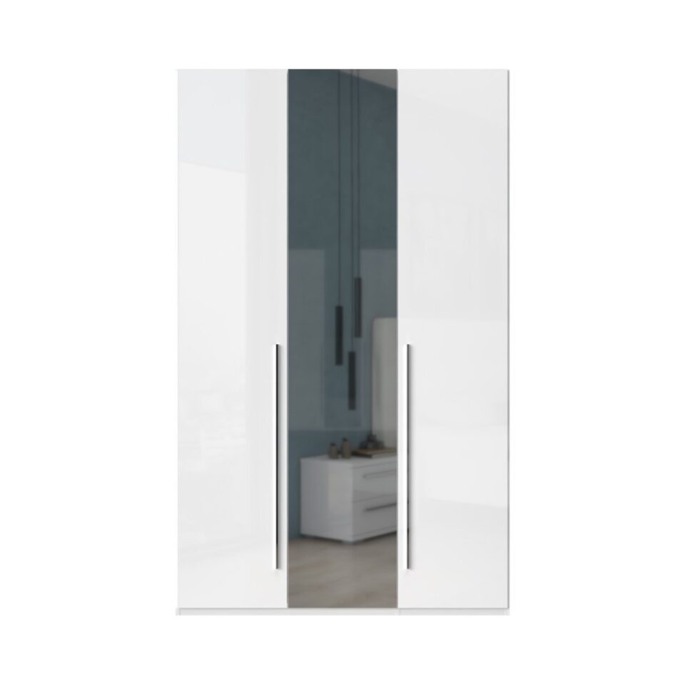 Garderobna omara z ogledalom Piano P3-1OG/PN, bela