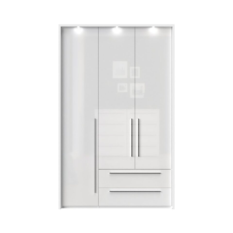 Garderobna omara z LED lajsnami Piano P32B/PN, bela