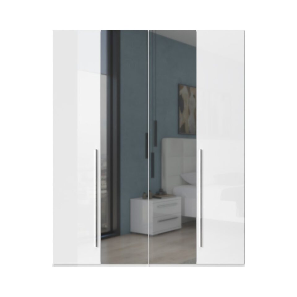 Garderobna omara z ogledalom Piano P4-2OG/PN, bela