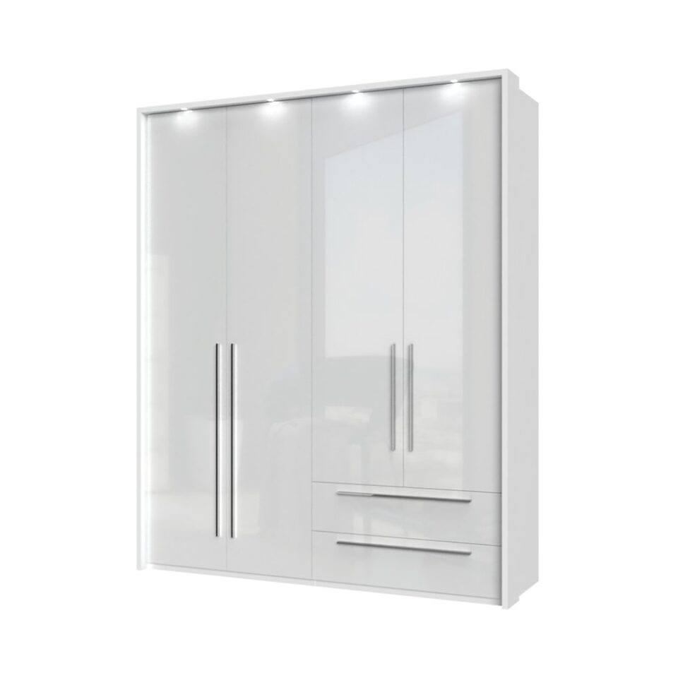Garderobna omara z LED lajsnami Piano P42B-2/PN, bela
