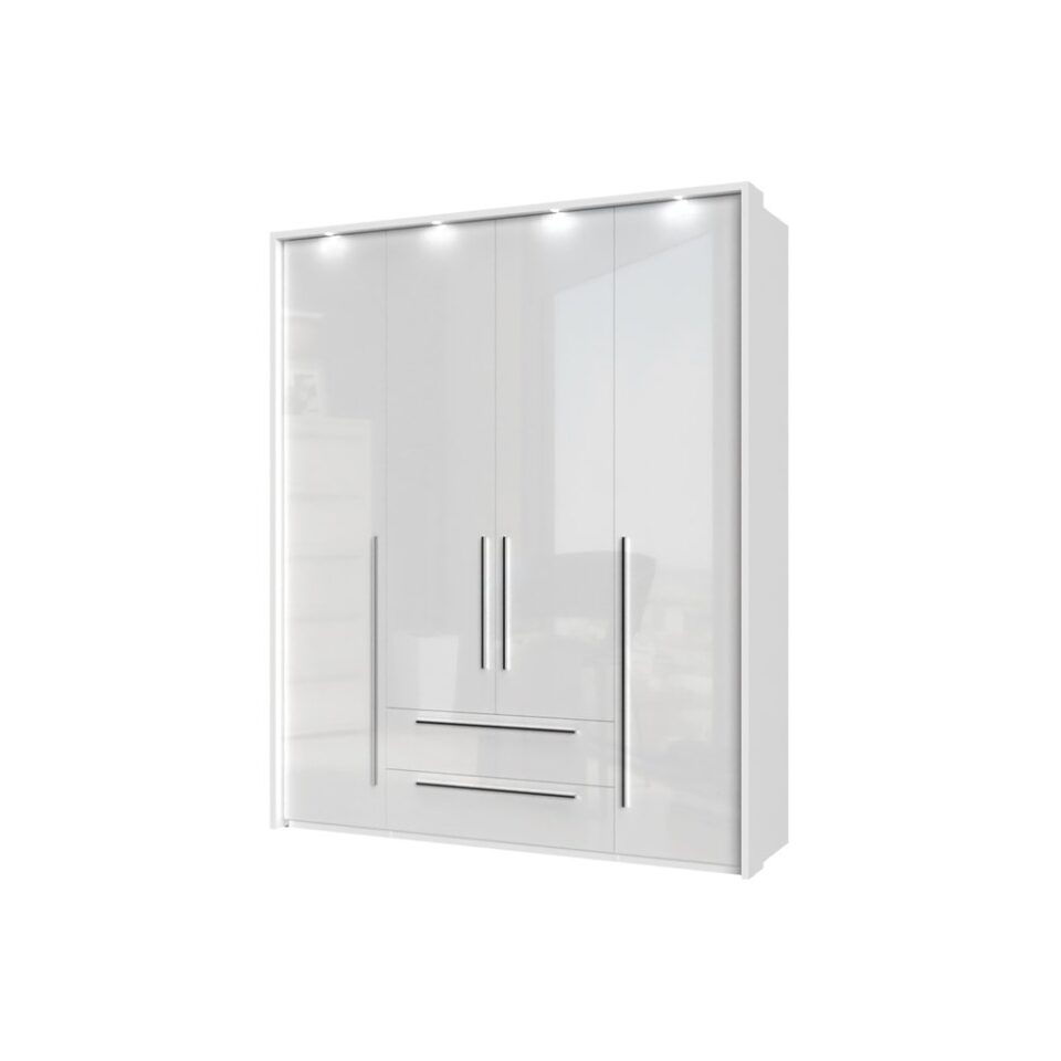 Garderobna omara z LED lajsnami Piano P42B/PN, bela