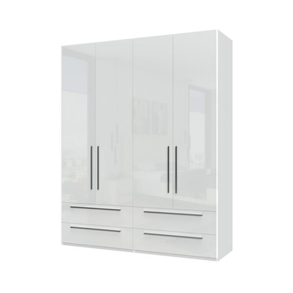 Garderobni ormar Kalla Piano P44/PN, 4 krila i 4 ladice, širina 182 cm
