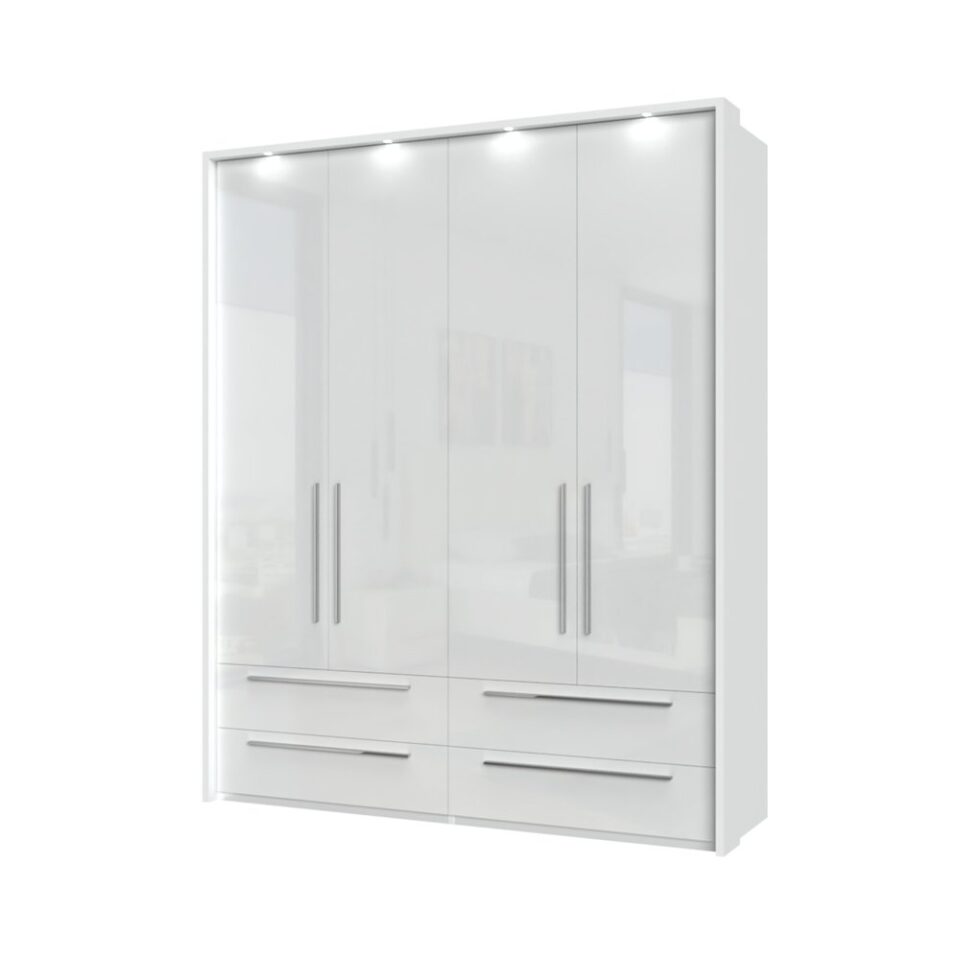 Garderobna omara z LED lajsnami Piano P44B/PN, bela