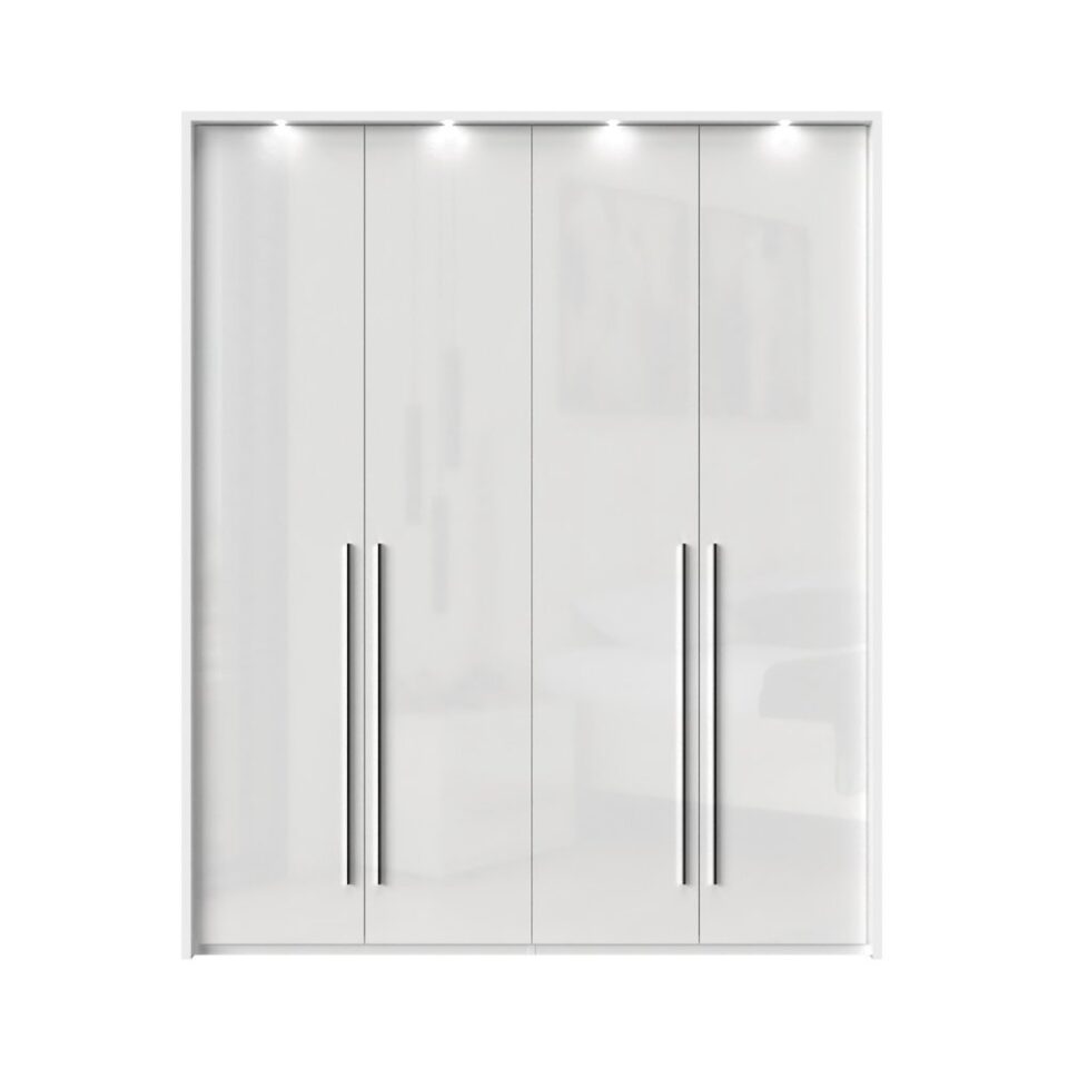Garderobna omara z LED lajsnami Piano P4B/PN, bela