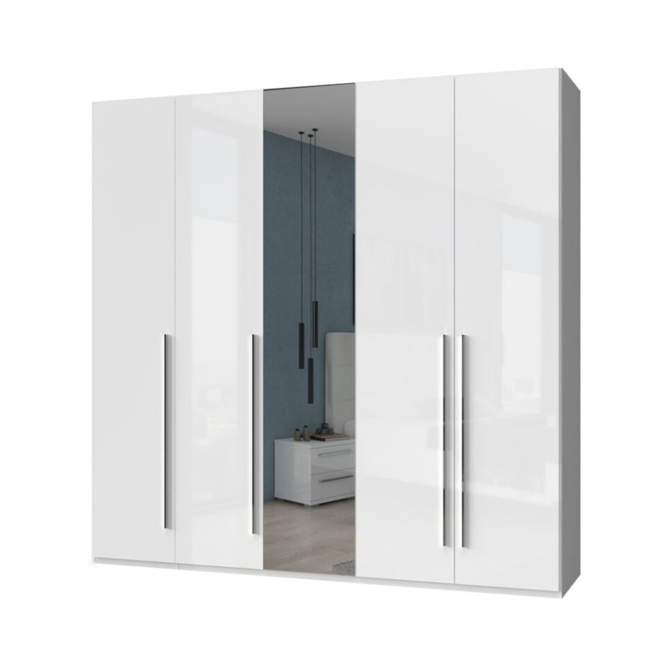 Garderobna omara z ogledalom Piano P5-1OG/PN, bela