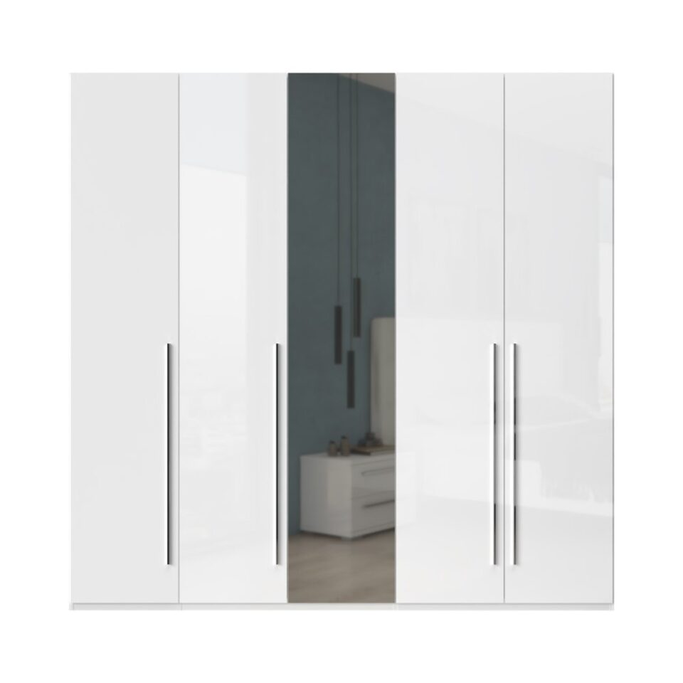 Garderobna omara z ogledalom Piano P5-1OG/PN, bela