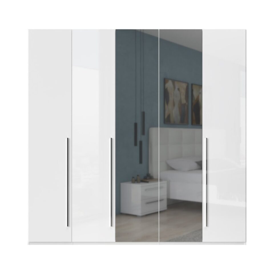 Garderobna omara z ogledalom Piano P5-2OG/PN, bela