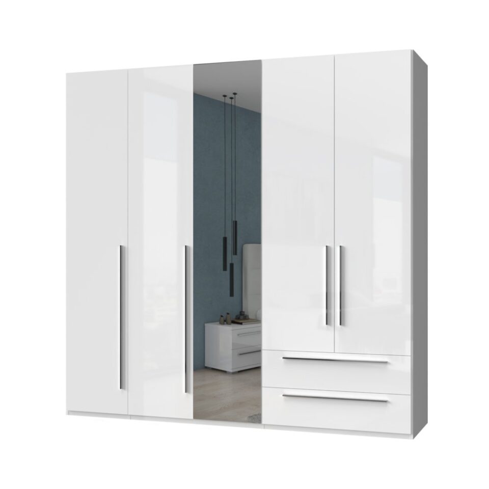 Garderobna omara z ogledalom Piano P52-1OG/PN, bela