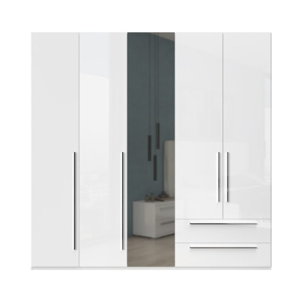 Garderobna omara z ogledalom Piano P52-1OG/PN, bela