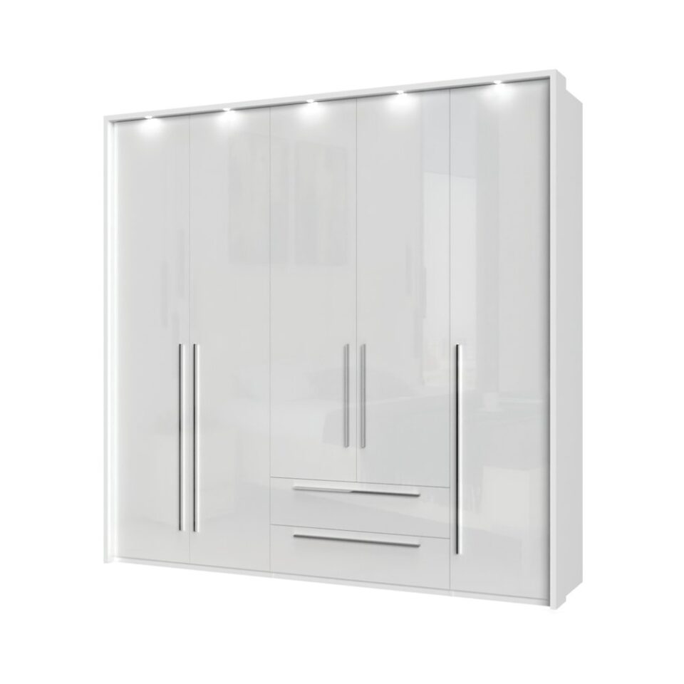 Garderobna omara z LED lajsnami Piano P52B/PN, bela