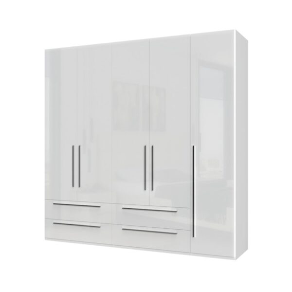 Garderobni ormar Kalla Piano P54/PN, 5 krila i 4 ladice, širina 227 cm