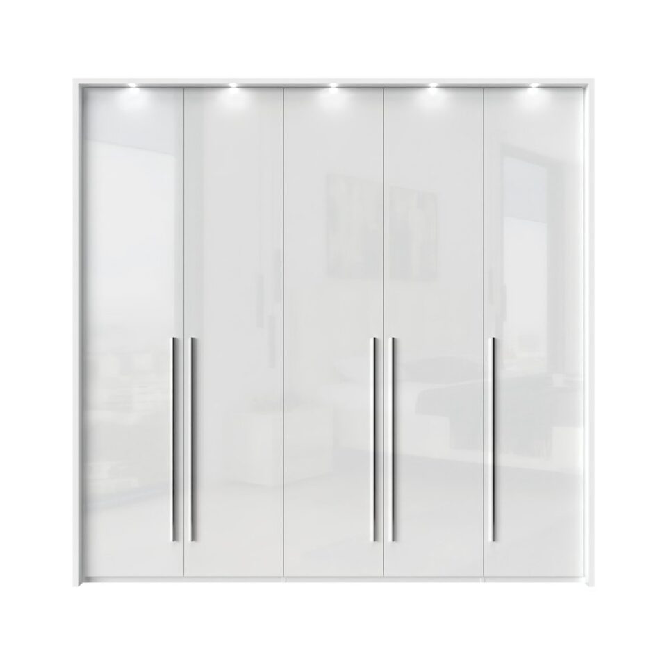 Garderobna omara z LED lajsnami Piano P5B/PN, bela