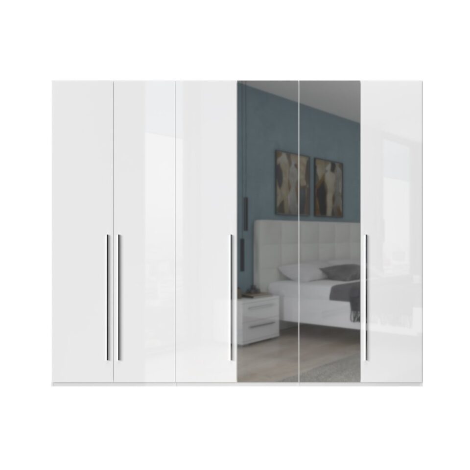 Garderobna omara z ogledalom Piano P6-2OG-2/PN, bela