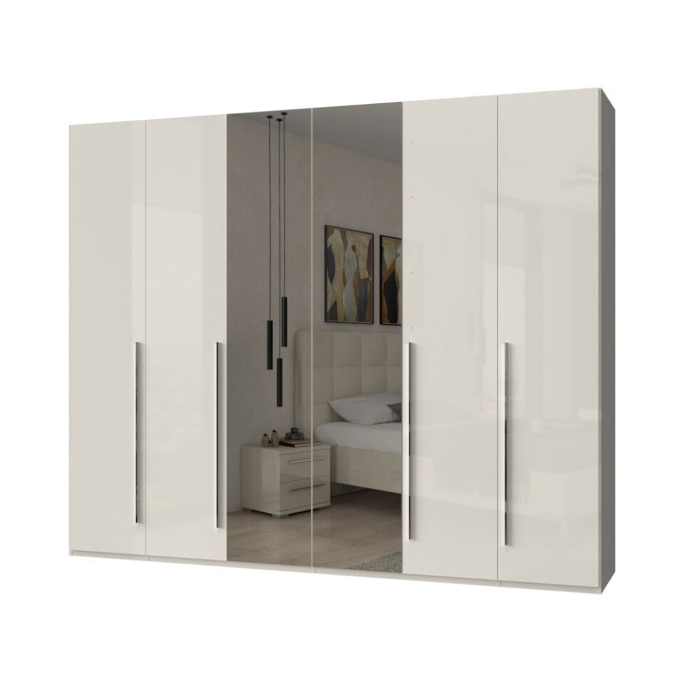 Garderobna omara z ogledalom Piano P6-2OG/PN, bež