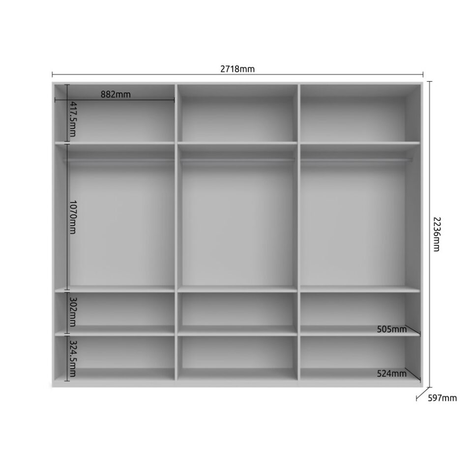 Garderobna omara Piano P6/PN (skica z merami)