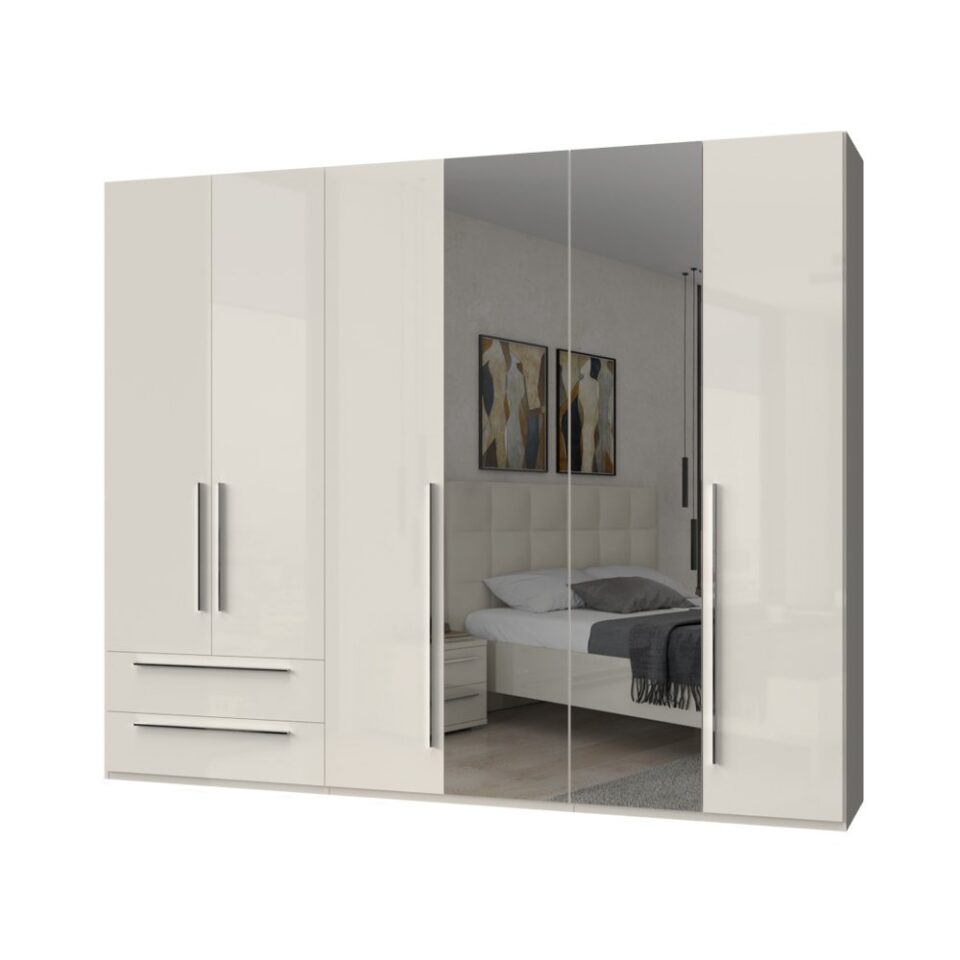 Garderobna omara z ogledalom Piano P62-2OG/PN, bež