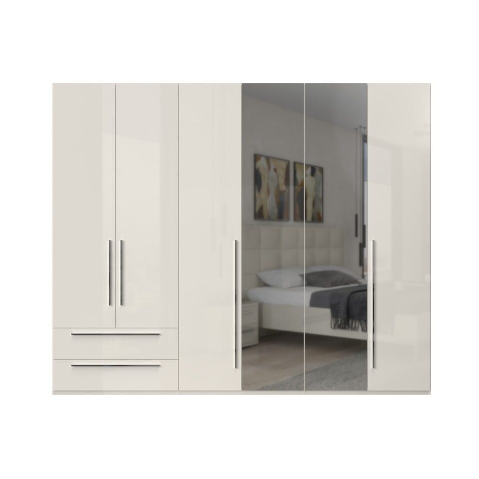 Garderobna omara z ogledalom Piano P62-2OG/PN, bež
