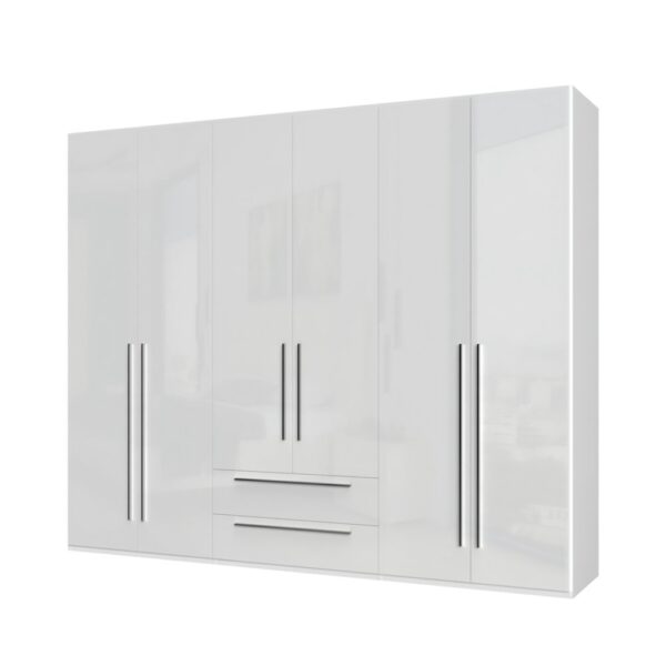 Garderobni ormar Kalla Piano P62/PN, 6 krila i 2 ladice, širina 272 cm