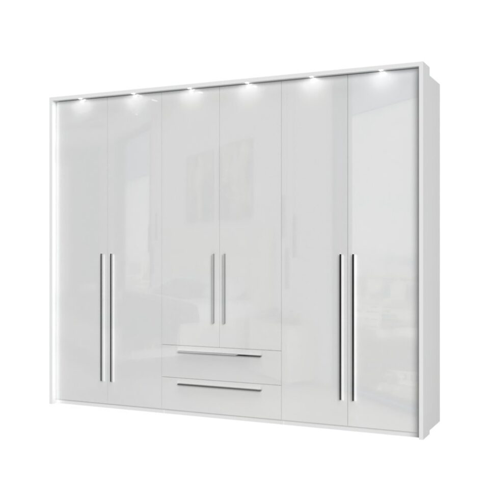 Garderobna omara z LED lajsnami Piano P62B/PN, bela