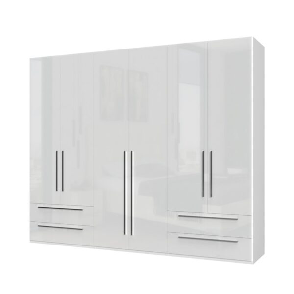 Garderobni ormar Kalla Piano P64-2/PN, 6 krila i 4 ladice, širina 272 cm