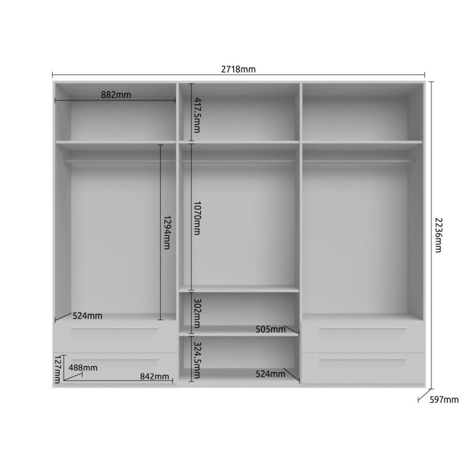Garderobna omara Piano P64-2/PN (skica z merami)