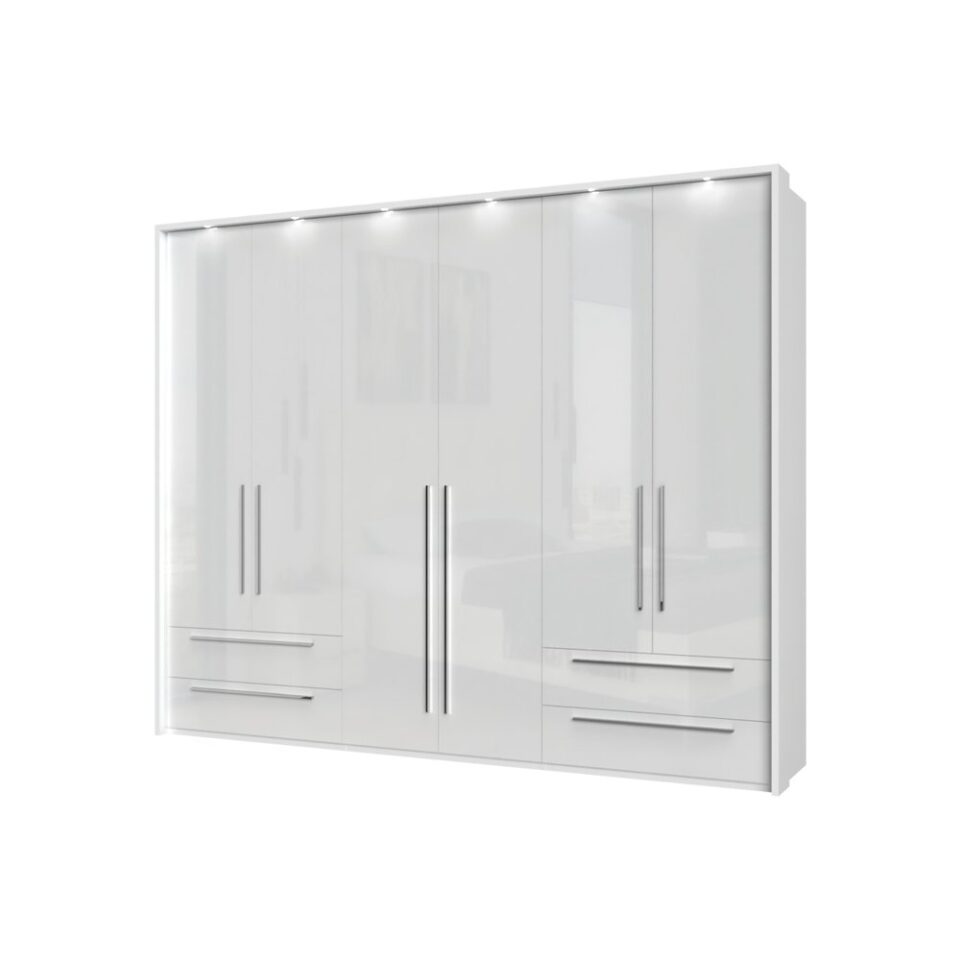 Garderobna omara z LED lajsnami Piano P64B-2/PN, bela