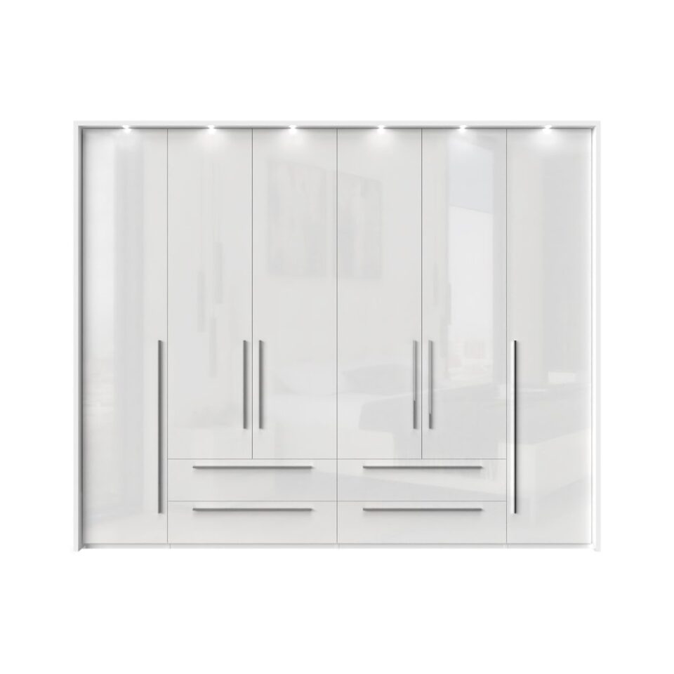 Garderobna omara z LED lajsnami Piano P64B/PN, bela