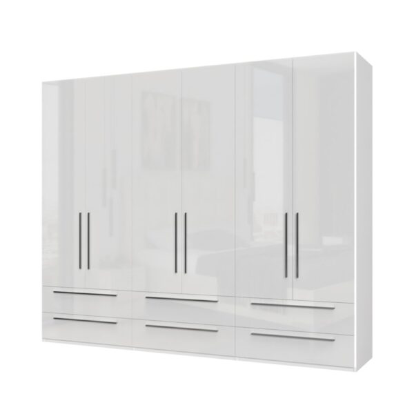 Garderobni ormar Kalla Piano P66/PN, 6 krila i 6 ladica, širina 272 cm