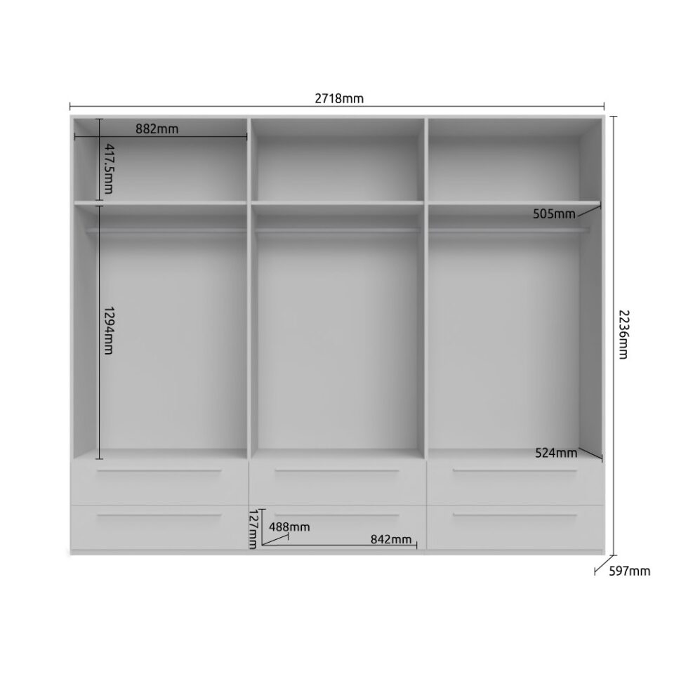 Garderobna omara Piano P66/PN (skica z merami)
