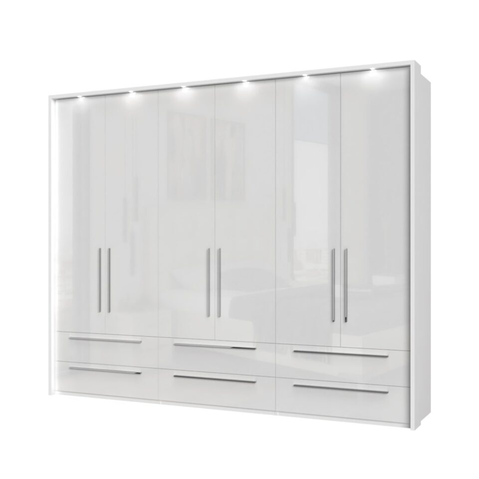Garderobna omara z LED lajsnami Piano P66B/PN, bela