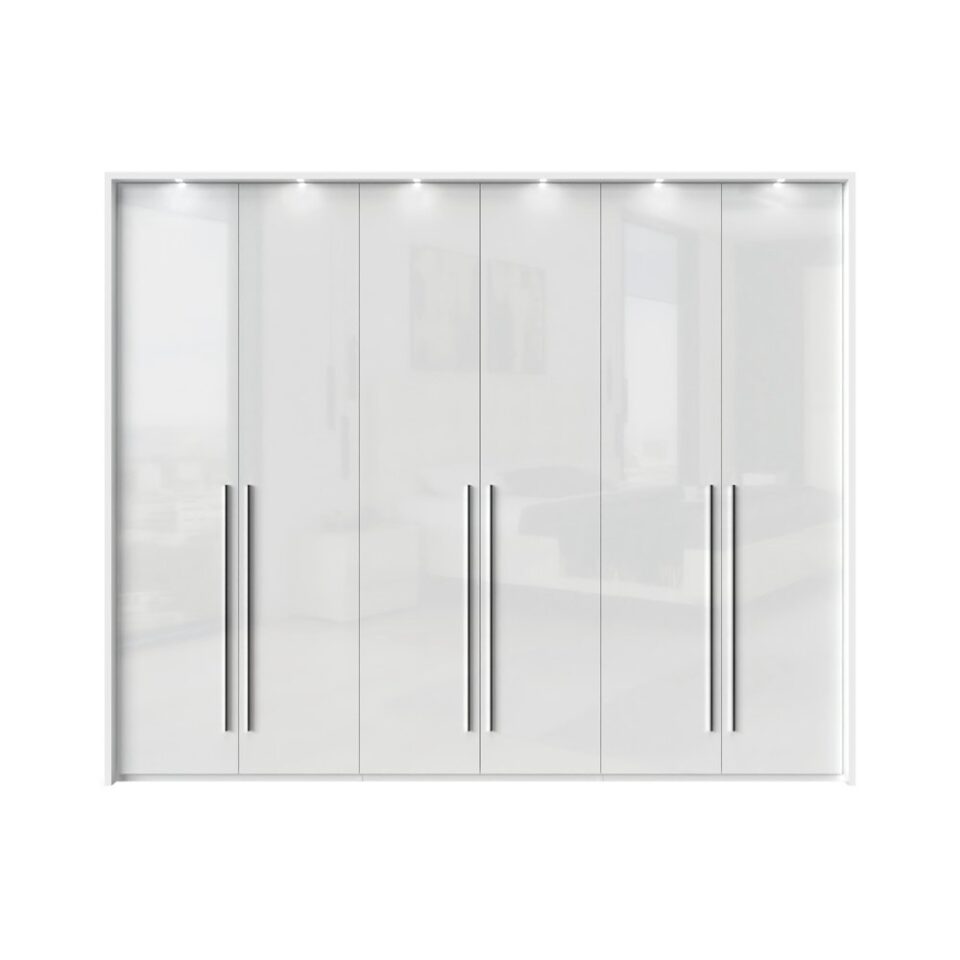 Garderobna omara z LED lajsnami Piano P6B/PN, bela