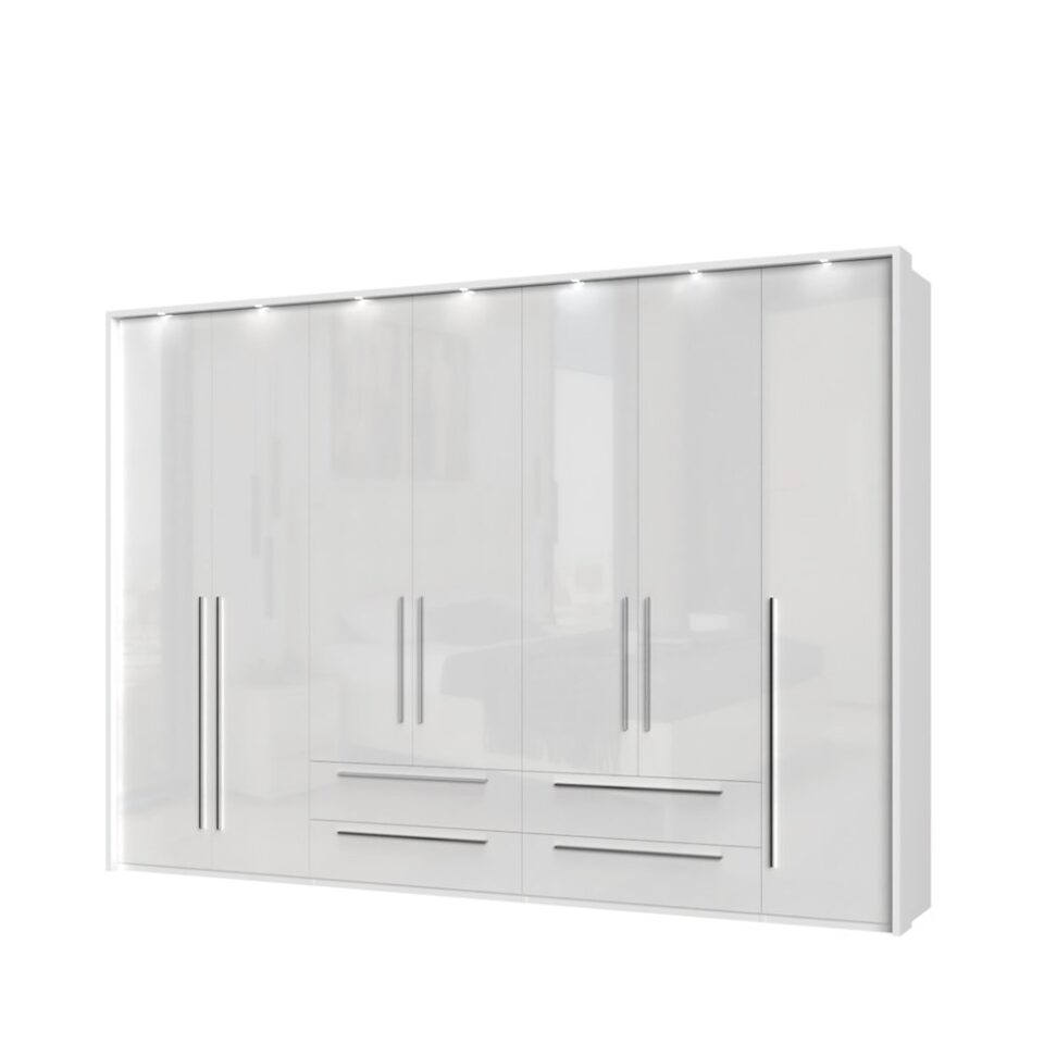 Garderobna omara z LED lajsnami Piano P74B/PN, bela