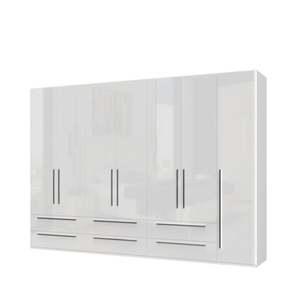 Garderobni ormar Kalla Piano P76/PN, 7 krila i 6 ladica, širina 317 cm